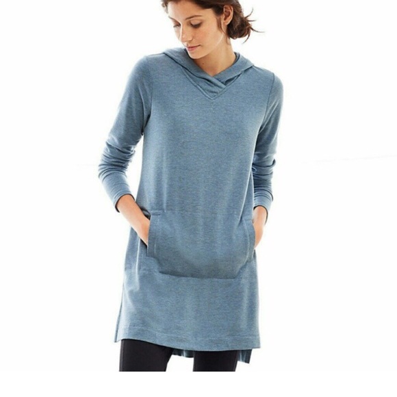 J. Jill Tops - Pure Jill Luxe Tencel Hooded Blue Tunic